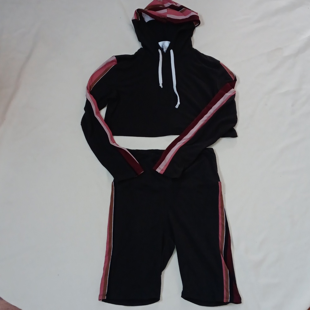 Hoodie and Biker Shorts Set